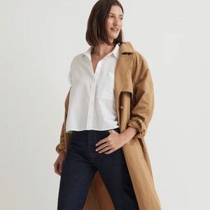 Madewell cropped button-up utility shirt - white - size XS